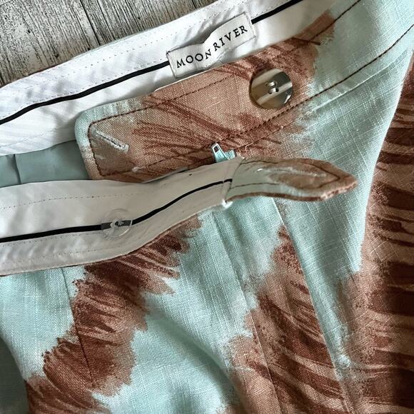 NWT Anthropologie Moon River Coastal Linen Wide Leg Camille Pants Size Medium - Picture 10 of 11